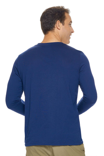 Expert Brand Apparel Mens's MoCA™ V-Neck Long Sleeve Tee in Navy image 3#color_navy