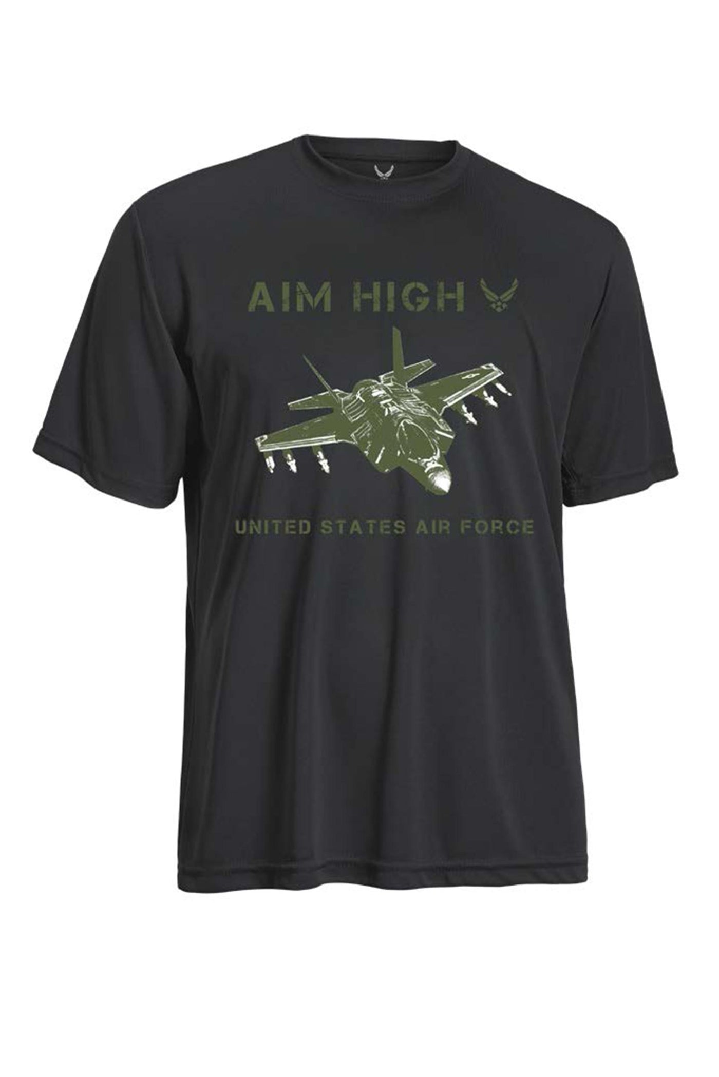 Expert Apparel Made in USA Men's Aim High Air Force Jet Graphic Tee Performance Workout Black#color_black 