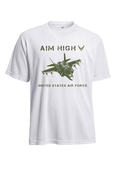 Expert Apparel Made in USA Men's Aim High Air Force Jet Graphic Tee Performance Workout Black#color_white