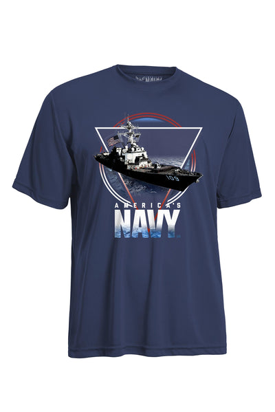 Expert Apparel Made in USA Men's Navy Strong Ship Performance Workout Tee in Navy#color_navy