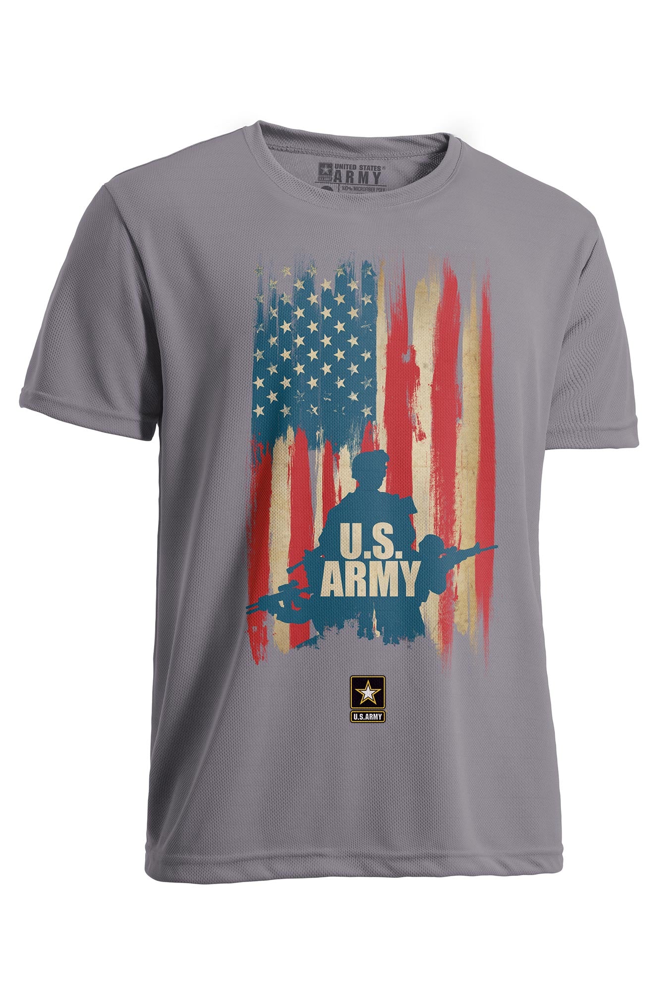 Expert Apparel made in USA men's performance workout gym tee US Army Flag logo in steel#color_steel