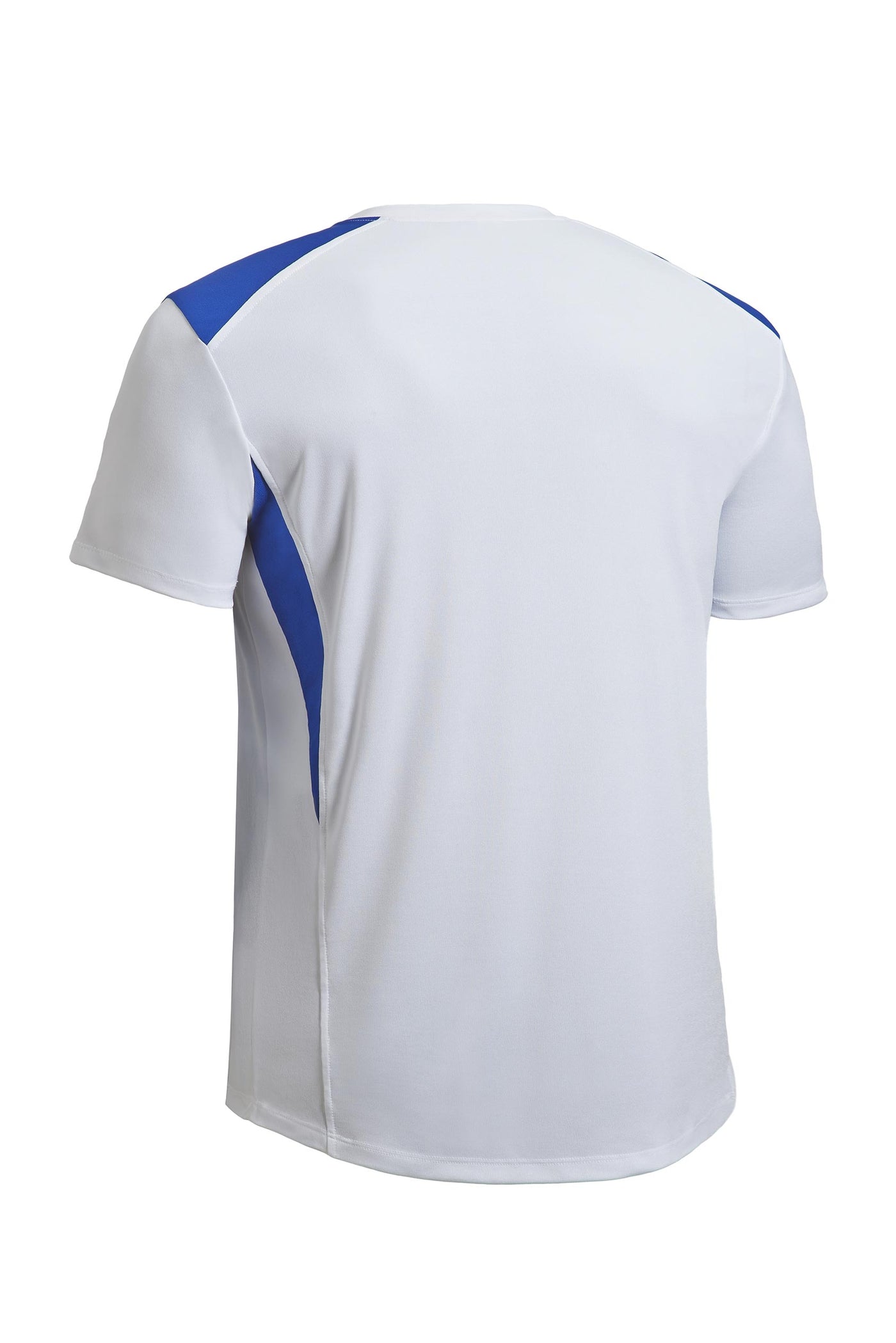 Expert Apparel Made in USA Men's Pk Max Colorblock Fitness Gym Sport Tee white royal blue image 2#color_white-royal