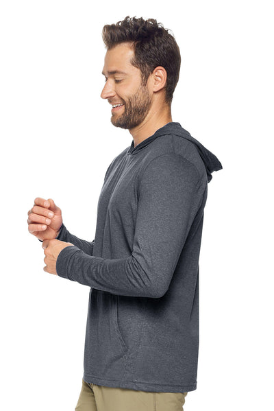 Expert Apparel Men's Hoodie Shirt Performance Dark Heather Charcoal Made in USA Image 2#color_dark-heather-charcoal