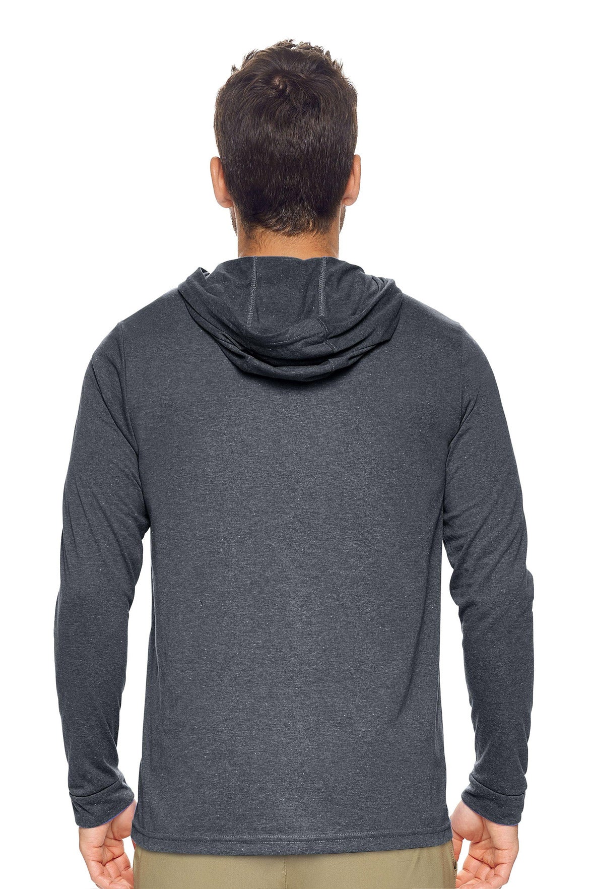 Expert Apparel Men's Hoodie Shirt Performance Dark Heather Charcoal Made in USA Image 3#color_dark-heather-charcoal