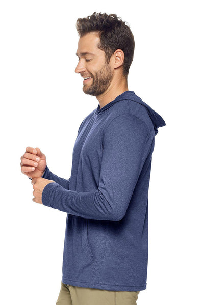 Expert Apparel Men's Hoodie Shirt Performance Dark Heather Navy Made in USA Image 2#color_dark-heather-navy