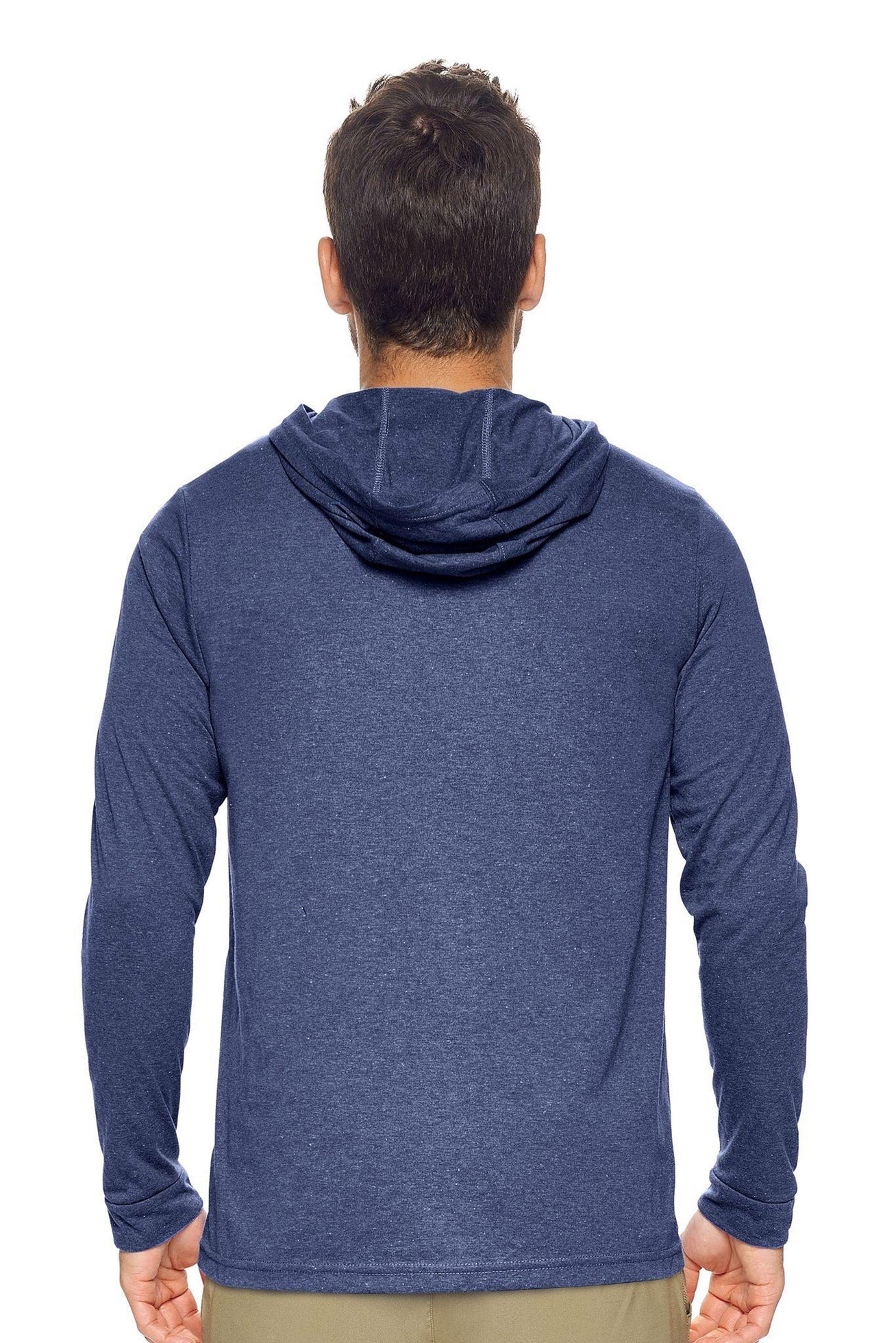 Expert Apparel Men's Hoodie Shirt Performance Dark Heather Navy Made in USA Image 3#color_dark-heather-navy