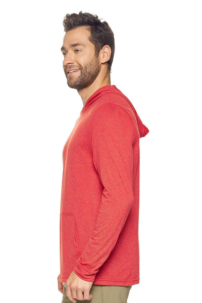 Expert Apparel Men's Hoodie Shirt Performance Dark Heather Red Made in USA Image 2#color_dark-heather-red