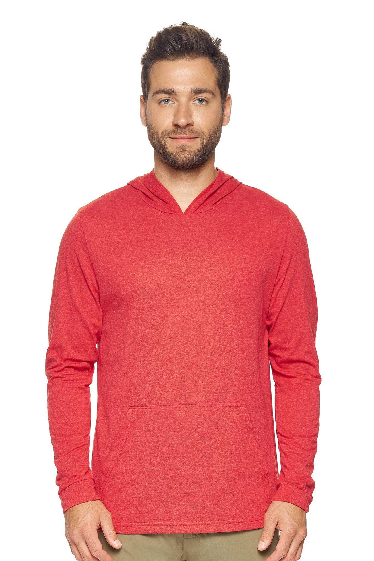 Expert Apparel Men's Hoodie Shirt Performance Dark Heather Red Made in USA#color_dark-heather-red