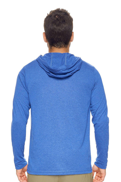 Expert Apparel Men's Hoodie Shirt Performance Dark Heather Royal Made in USA Image 3#color_dark-heather-royal