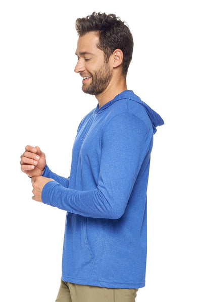 Expert Apparel Men's Hoodie Shirt Performance Dark Heather Royal Made in USA Image 2#color_dark-heather-royal