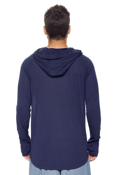 Expert Apparel Men's Hoodie Shirt Siro Soft Performance Active Lifestyle Top Made in USA in Navy image 3#color_navy