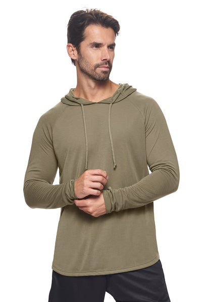 Expert Apparel Men's Hoodie Shirt Siro Soft Performance Active Lifestyle Top Made in USA in Olive Green#color_olive