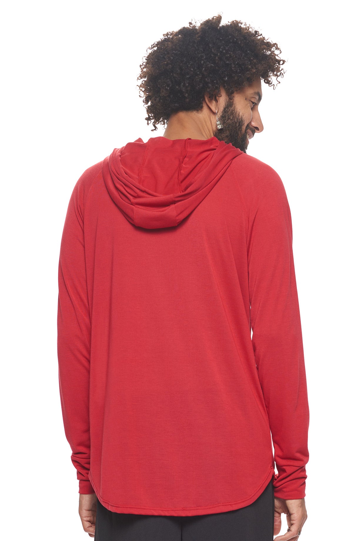 Expert Apparel Men's Hoodie Shirt Siro Soft Performance Active Lifestyle Top Made in USA in Olive Scarlet Red Image 3#color_scarlet