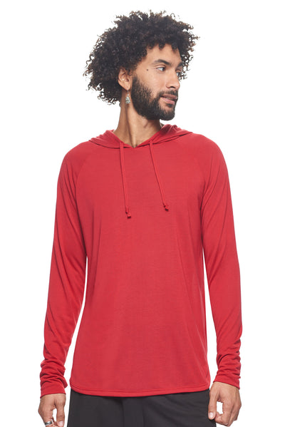 Expert Apparel Men's Hoodie Shirt Siro Soft Performance Active Lifestyle Top Made in USA in Olive Scarlet Red#color_scarlet