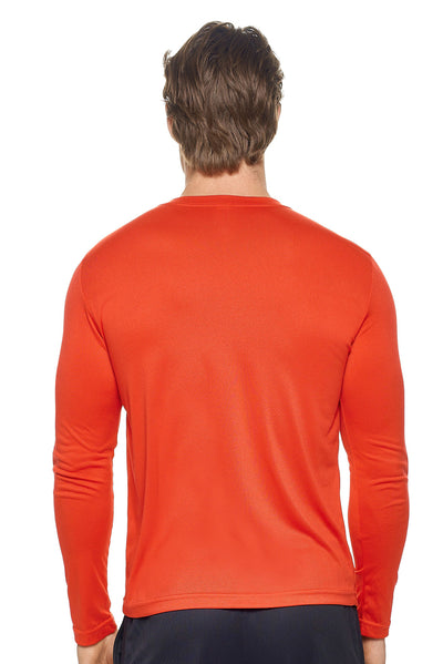 Expert Apparel Men's Natural Feel Jersey Long Sleeve Crewneck in True Red Made in USA Image 3#color_true-red