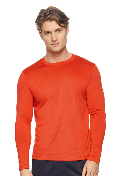 Expert Apparel Men's Natural Feel Jersey Long Sleeve Crewneck in True Red Made in USA#color_true-red