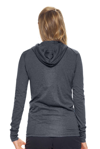 Expert Apparel Women's Hoodie Shirt Performance Made in USA in Dark Heather Charcoal Image 3#color_dark-heather-charcoal