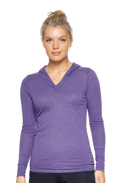 Expert Apparel Women's Hoodie Shirt Performance Made in USA in Dark Heather Purple#color_dark-heather-purple