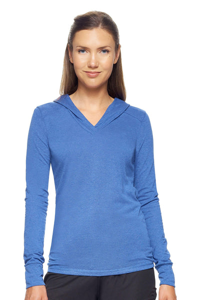 Expert Apparel Women's Hoodie Shirt Performance Made in USA in Dark Heather Royal Blue Image 2#color_dark-heather-royal