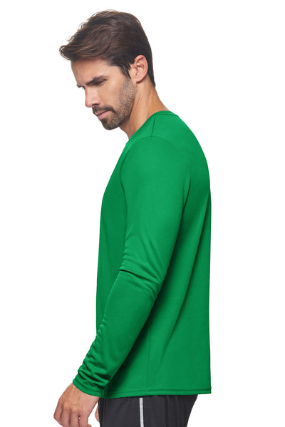 Expert Brand Apparel Men's Oxymesh Performance Long Sleeve Tec Tee Made in USA AJ901D Kelly Green Image 2#color_kelly-green