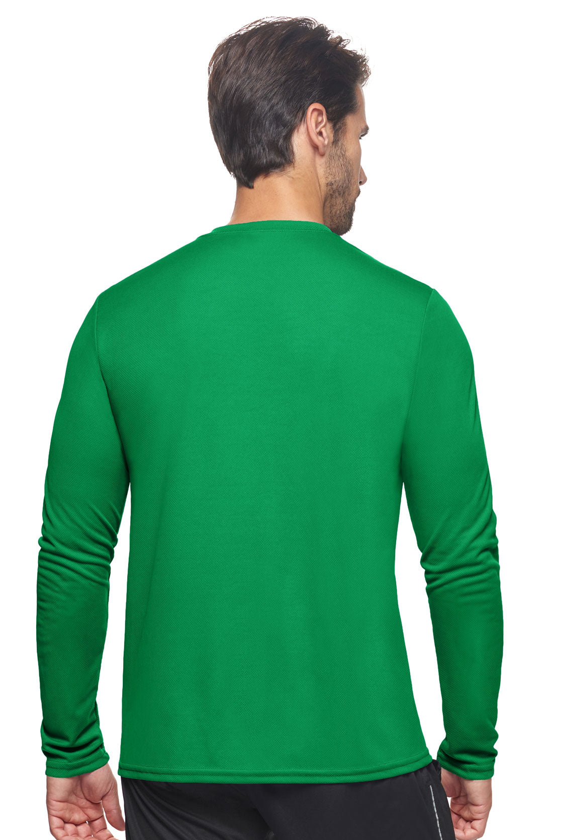 Expert Brand Apparel Men's Oxymesh Performance Long Sleeve Tec Tee Made in USA Kelly Green Image 3#color_kelly-green