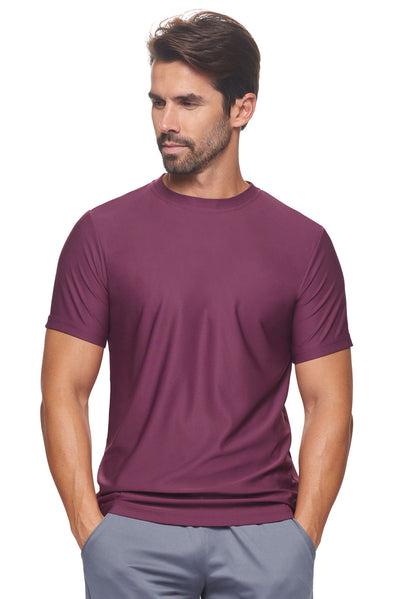 Expert Brand Apparel Made in USA Recycled Repreve Performance Tee Fitness Gym Merlot Image 5#color_merlot