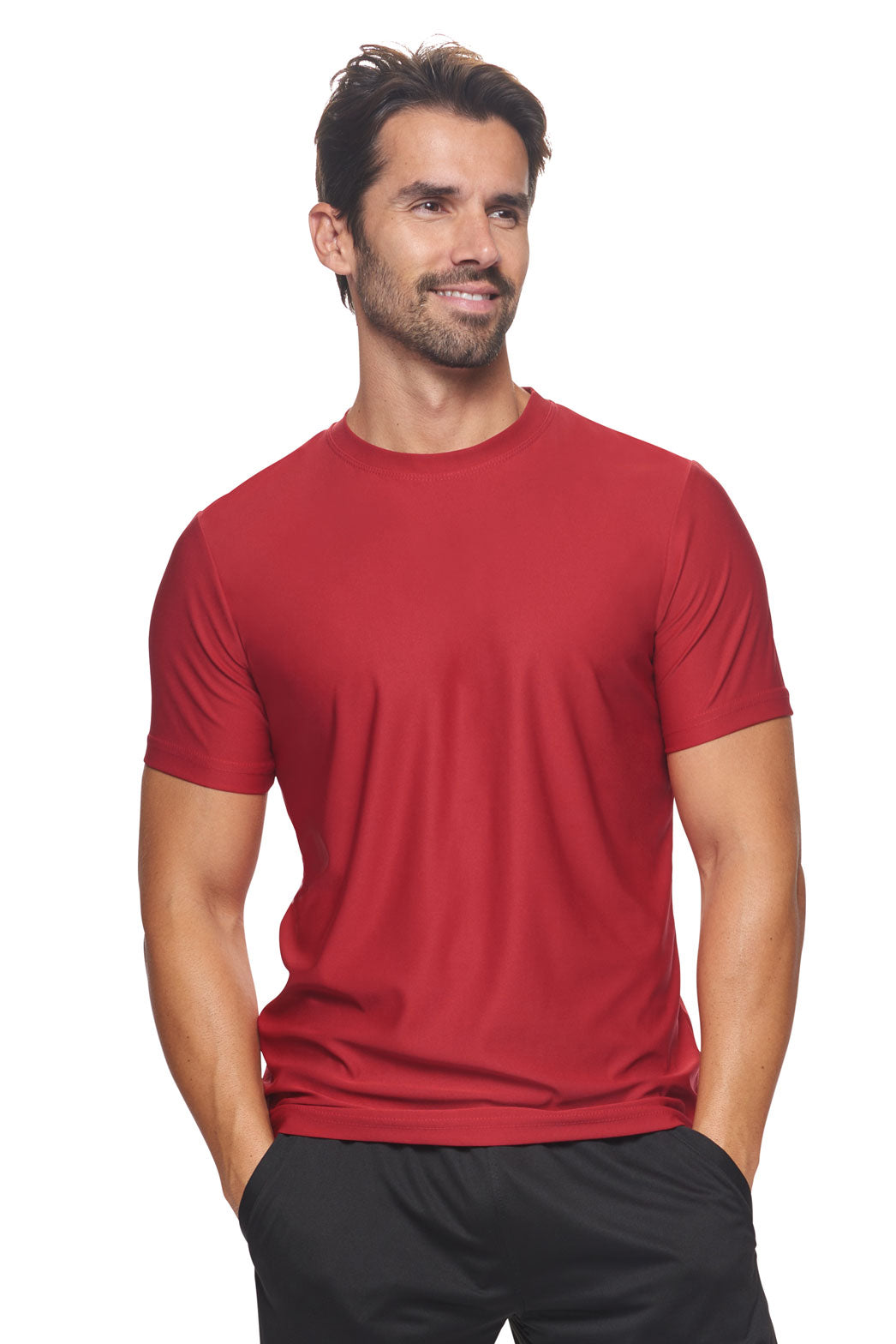 Expert Brand Apparel Made in USA Recycled Polyester Repreve Performance Tee Unisex RP801U Poinsettia#color_poinsettia