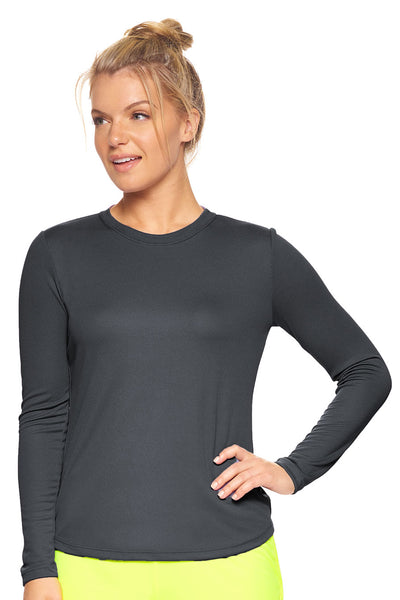 Expert Brand Apparel Women's Long Sleeve Crewneck Tec Tee Made in USA Oxymesh graphite#color_graphite