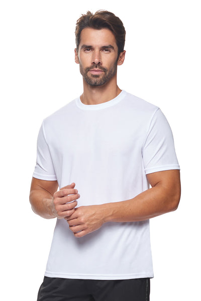 Expert Brand Apparel Made in USA Men's Unisex Oxymesh Crewneck Tec Tee Active Fitness in White#color_white