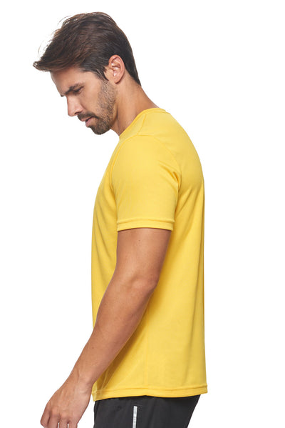 Expert Brand Apparel Made in USA Men's Unisex Oxymesh Crewneck Tec Tee Active Fitness in Gold image 2#color_gold