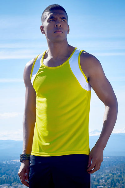 Expert Brand Retail Men's Oxymesh Distance Tank Made in USA Bright Yellow White image 4#color_bright-yellow-white