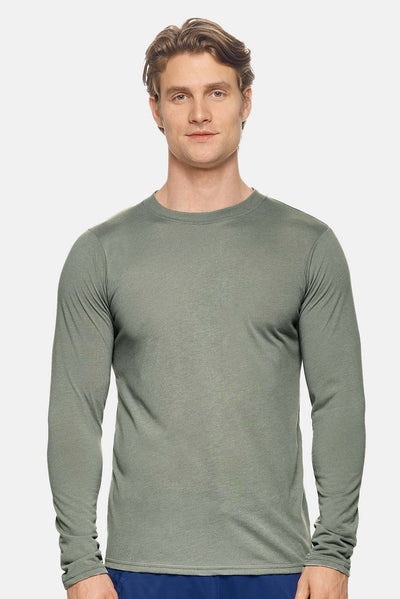 Expert Brand Apparel Men's Unisex Fieldwork Long Sleeve Tee Made in USA PT908 Army Gray#color_army-gray