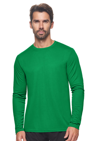 Expert Brand Apparel Men's Oxymesh Performance Long Sleeve Tec Tee Made in USA AJ901D Kelly Green#color_kelly-green