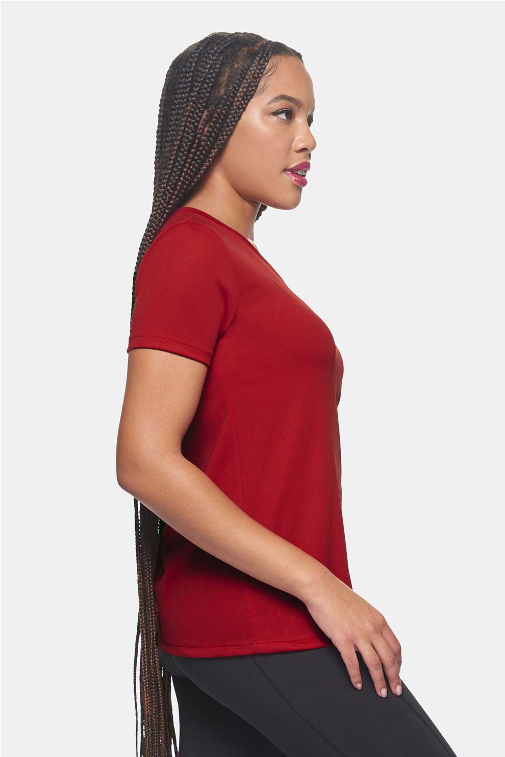 Expert Brand Apparel Women's Oxymesh V Neck Tech Tee Made in USA  true red Image 2#color_true-red