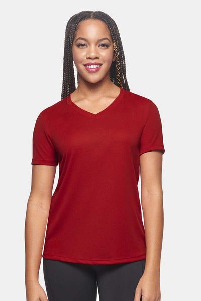 Expert Brand Apparel Women's Oxymesh V Neck Tech Tee Made in USA true red#color_true-red