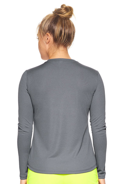 Expert Brand Apparel Women's Long Sleeve Crewneck Tec Tee Made in USA Oxymesh steel image 3#color_steel