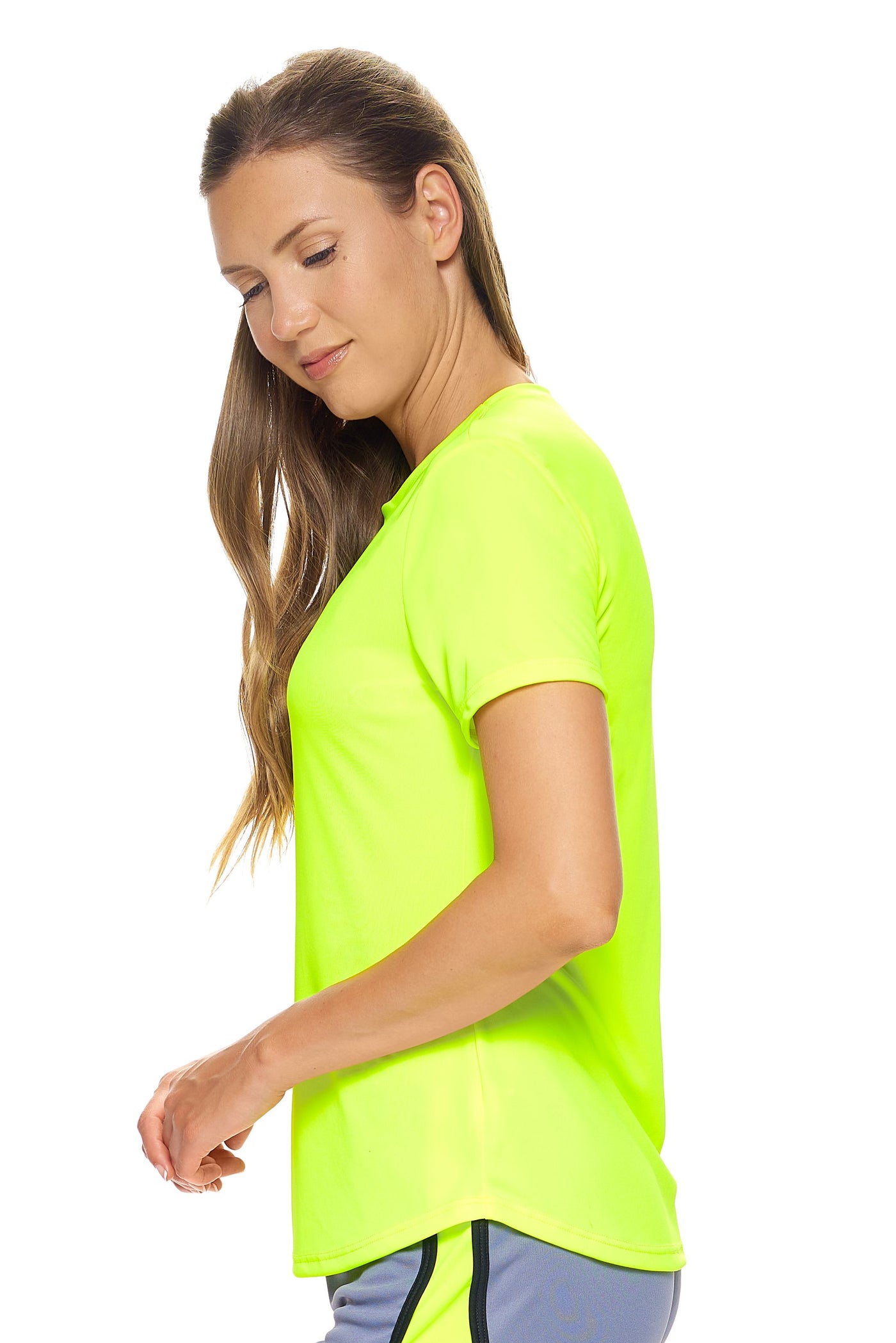 Expert Brand Retail Women's Pk MaX™ Crewneck Expert Tec Tee T-shirt Safety Yellow 2#color_safety-yellow