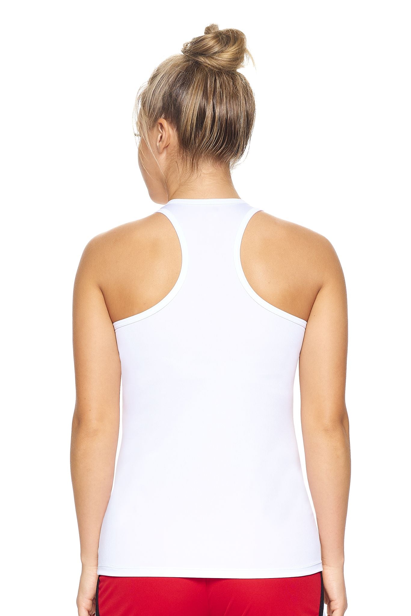 Expert Brand Retail Women's Made in USA pk MaX™ Endurance Racerback Tank in white 2#color_white