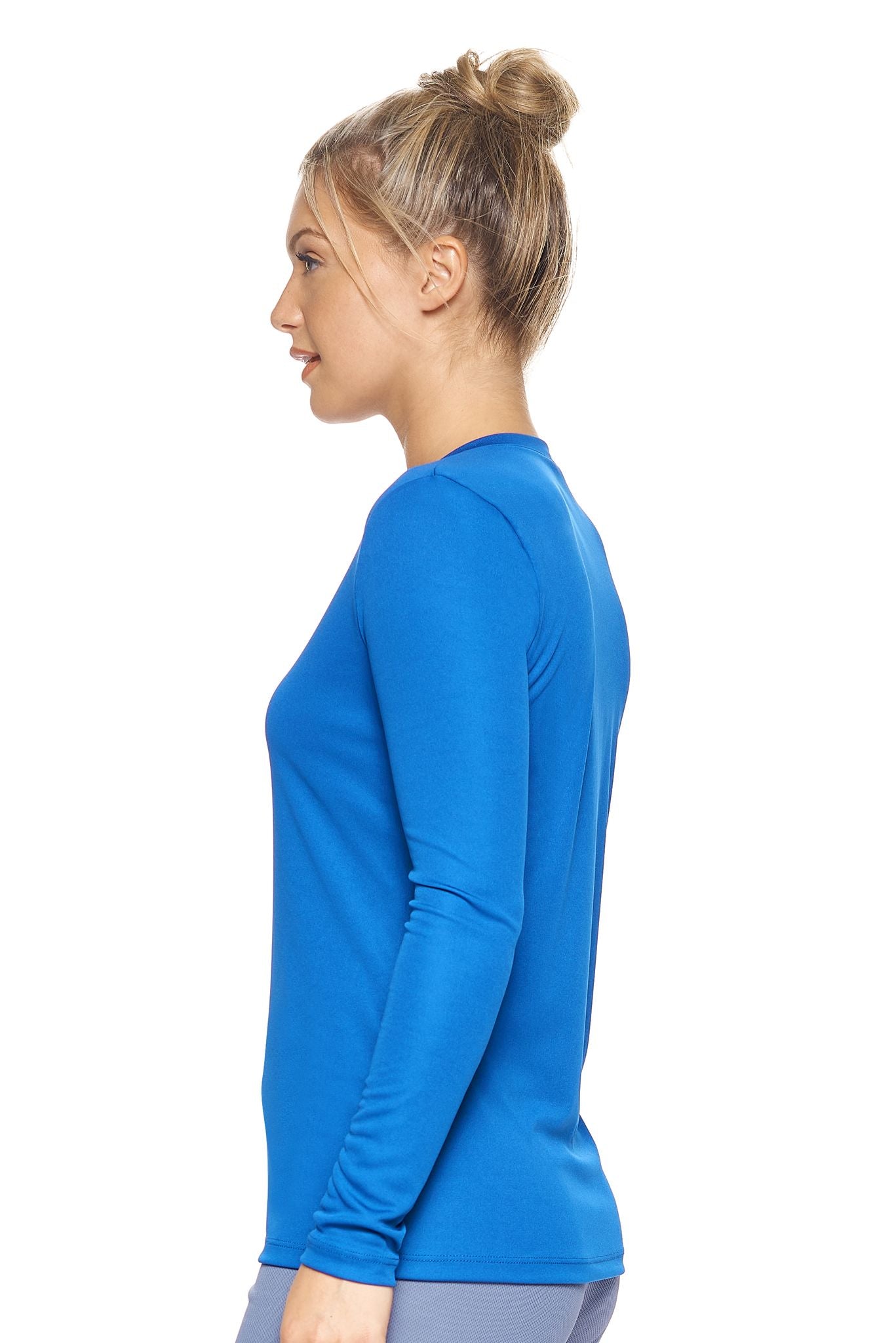Expert Brand Retail Womens Activewear Womens Sportswear Made in USA Long Sleeve Tec Tee Runners Tee V Neck royal blue 2#color_royal-blue
