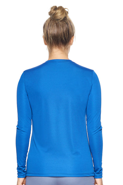 Expert Brand Retail Womens Activewear Womens Sportswear Made in USA Long Sleeve Tec Tee Runners Tee V Neck royal blue 3#color_royal-blue