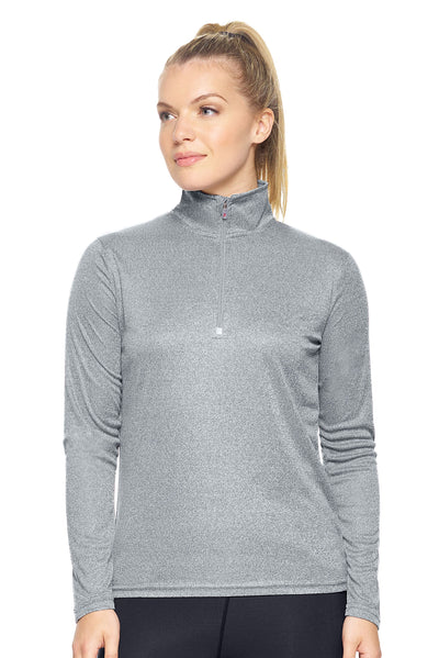 Expert Brand Women's pk MaX™ Quarter-Zip Training Top in Heather Charcoal#color_heather-charcoal