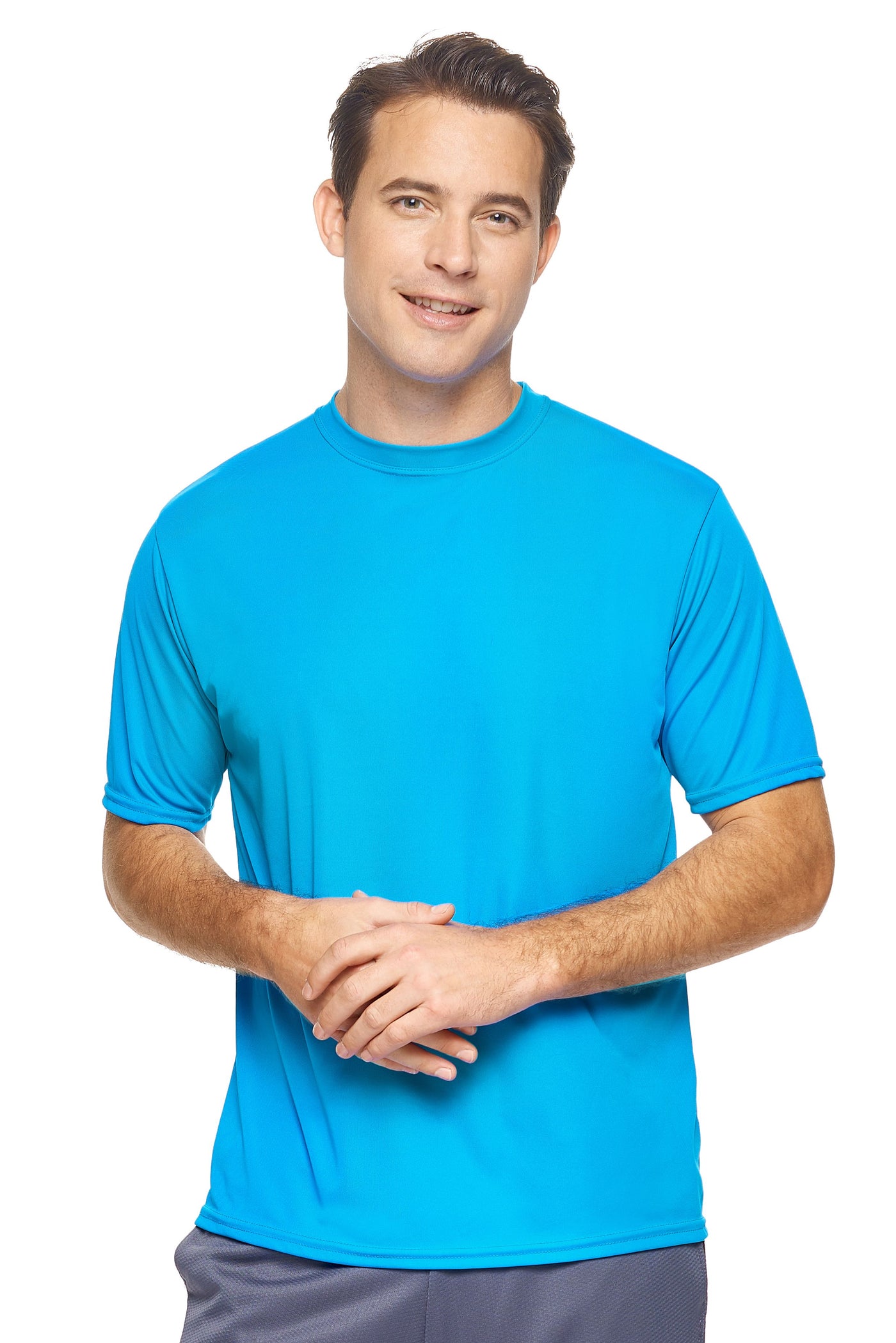 Expert Brand Apparel Men's DriMax Tech Tee Made in USA Safety Blue image#color_safety-blue