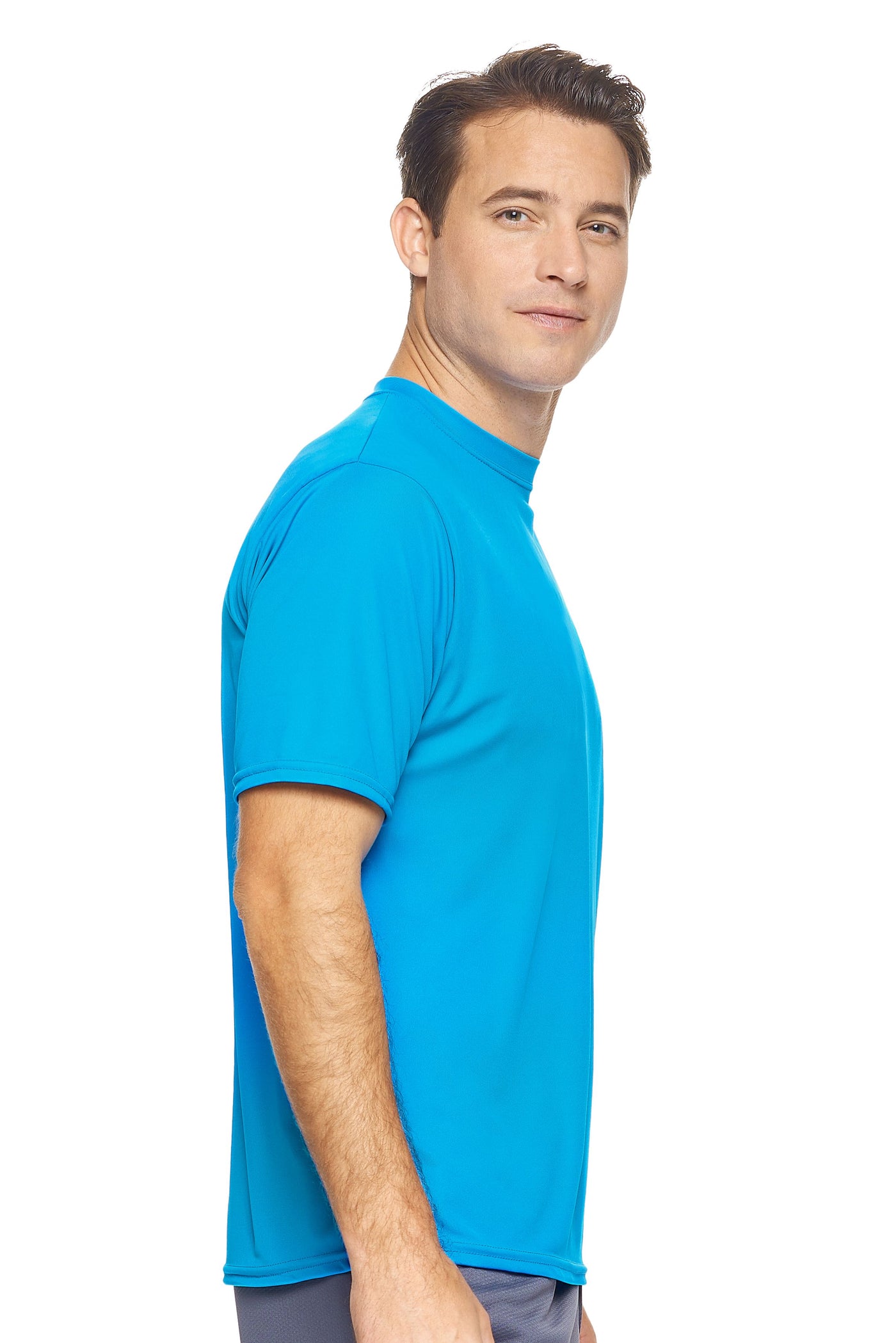 Expert Brand Apparel Men's DriMax Tech Tee Made in USA Safety Blue image 2#color_safety-blue