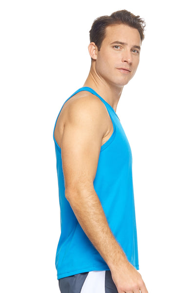 Expert Brand Retail Eco-Friendly Activewear Sportswear Men's pk MaX™ Endurance Sleeveless Tank Made in USA safety blue 2#color_safety-blue