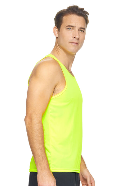Expert Brand Retail Eco-Friendly Activewear Sportswear Men's pk MaX™ Endurance Sleeveless Tank Made in USA safety yellow 2#color_safety-yellow