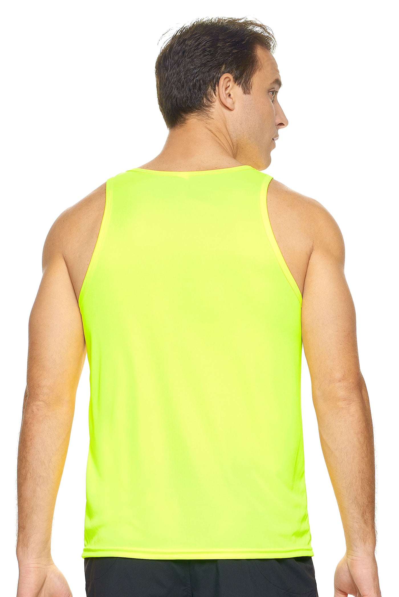 Expert Brand Retail Eco-Friendly Activewear Sportswear Men's pk MaX™ Endurance Sleeveless Tank Made in USA safety yellow 3#color_safety-yellow