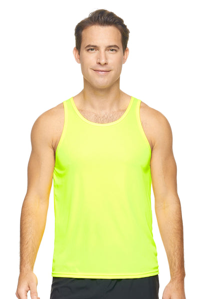 Expert Brand Retail Eco-Friendly Activewear Sportswear Men's pk MaX™ Endurance Sleeveless Tank Made in USA safety yellow#color_safety-yellow