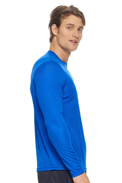 Expert Brand Retail Activewear Men's Sportswear Performance Fitness Crewneck Long Sleeve Tec Shirt Made in USA in royal blue 2#color_royal-blue