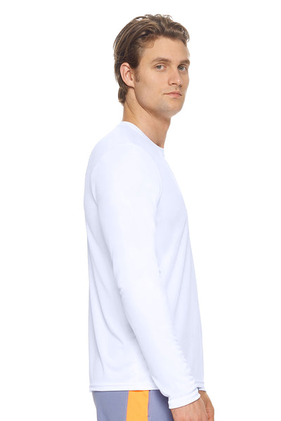 Expert Brand Retail Activewear Men's Sportswear Performance Fitness Crewneck Long Sleeve Tec Shirt Made in USA in white 2#color_white
