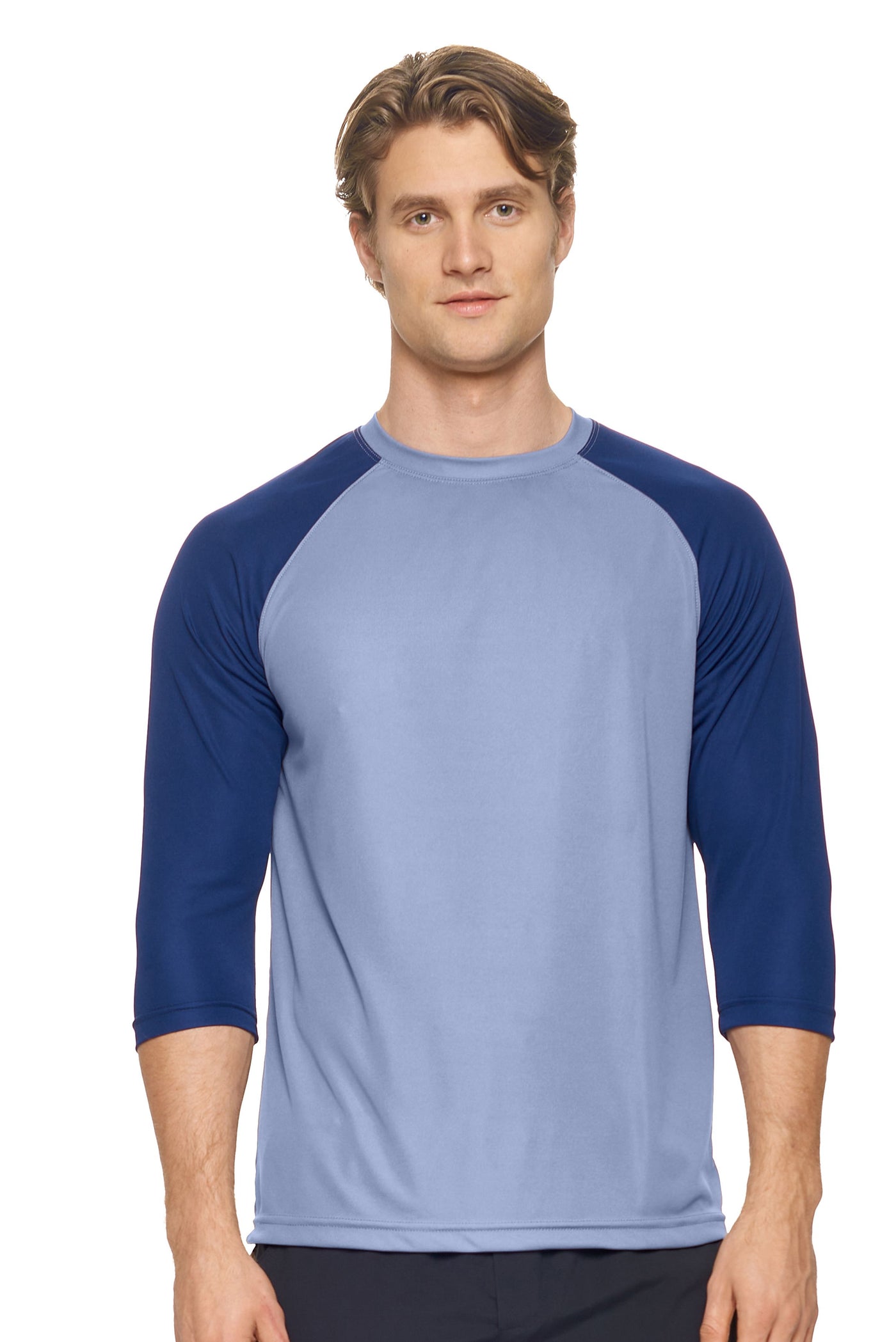 DriMax™ ¾ Raglan Sleeve Outfitter Crewneck 🇺🇸 - Expert Brand Apparel#color_steel-navy